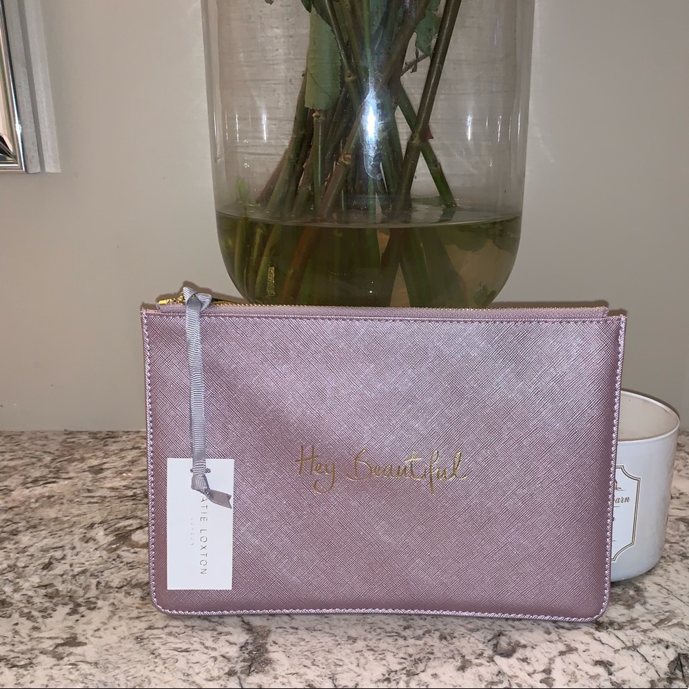 Lavender leather clutch
